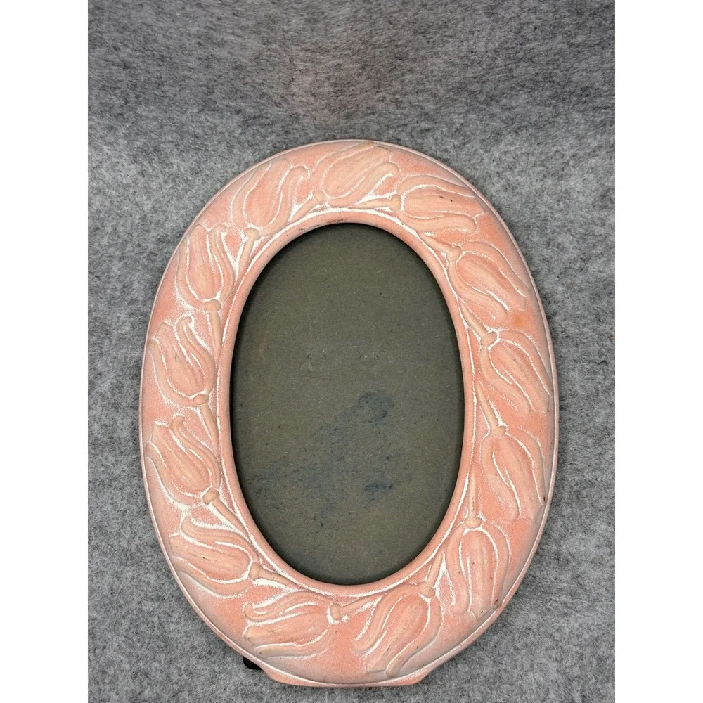 EastonTulip Floral Oval Picture Frame Pink Peach Terra cotta Made in Greece 5x7